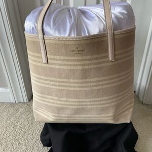 Kate Spade Tan Striped Canvas Tote